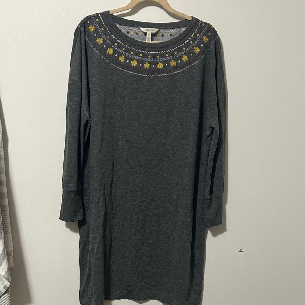 Matilda Jane Gray sweatshirt‎ dress with Embroidered Accents